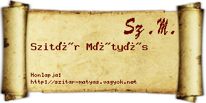 Szitár Mátyás névjegykártya