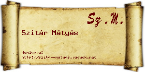 Szitár Mátyás névjegykártya